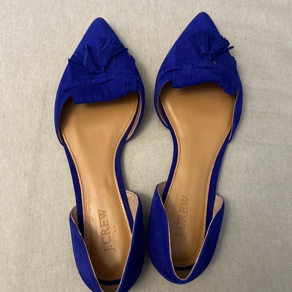 NWOT J Crew D’Orsay suede flats. 7.5 - No box.  Royal Blue. Price firm.